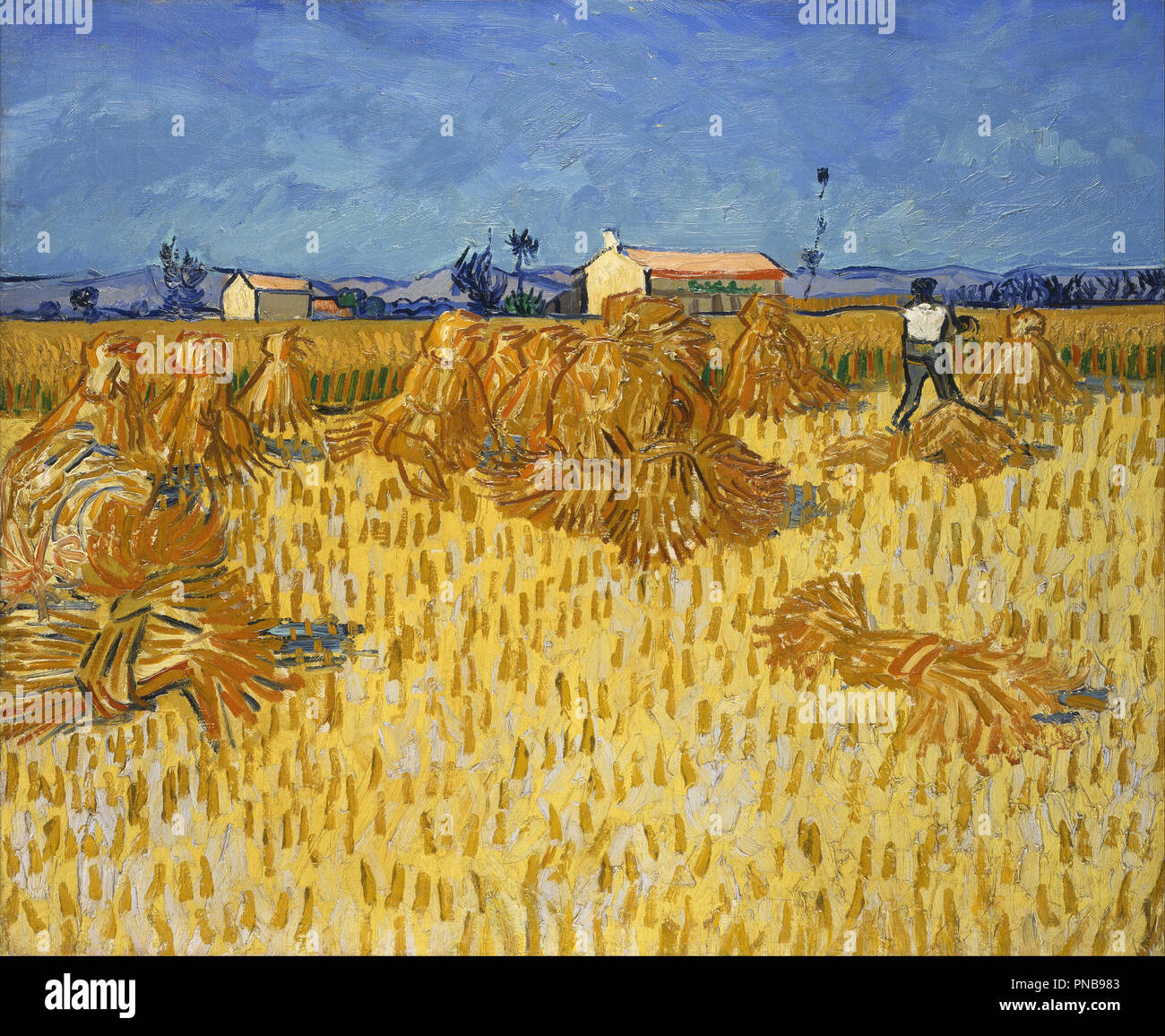 Harvest in Provence. Date/Period: 1888. Painting. Oil on canvas Oil on canvas. Author: VINCENT VAN GOGH. VAN GOGH, VINCENT. Stock Photo