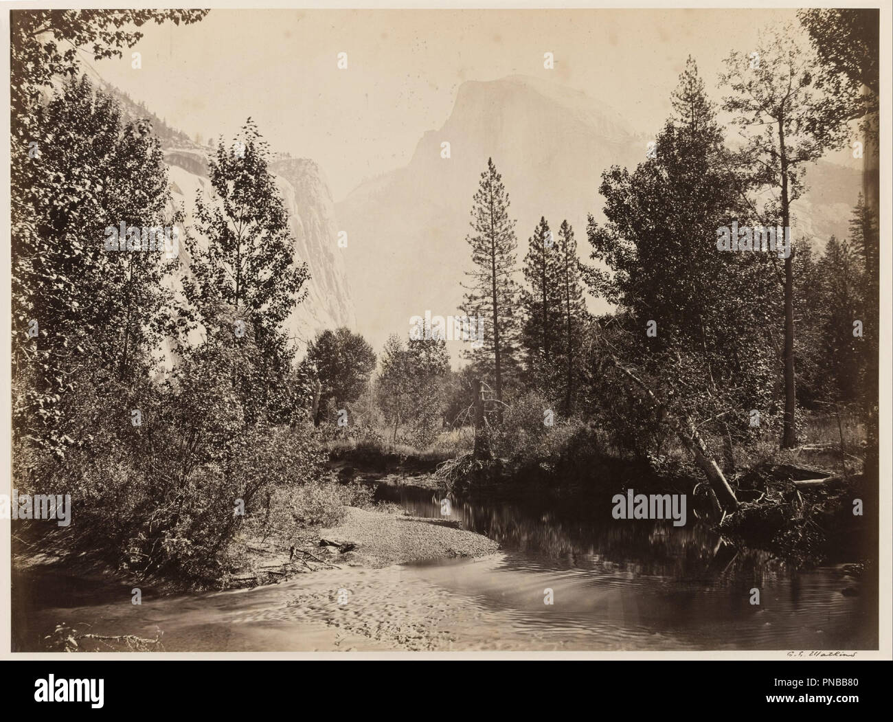 Half Dome, 4967 feet, Yosemite. Date/Period: 1861-66. Photograph. Albumen silver print. Author: Carleton Watkins. Carleton E. Watkins. Watkins, Carleton Emmons. Stock Photo