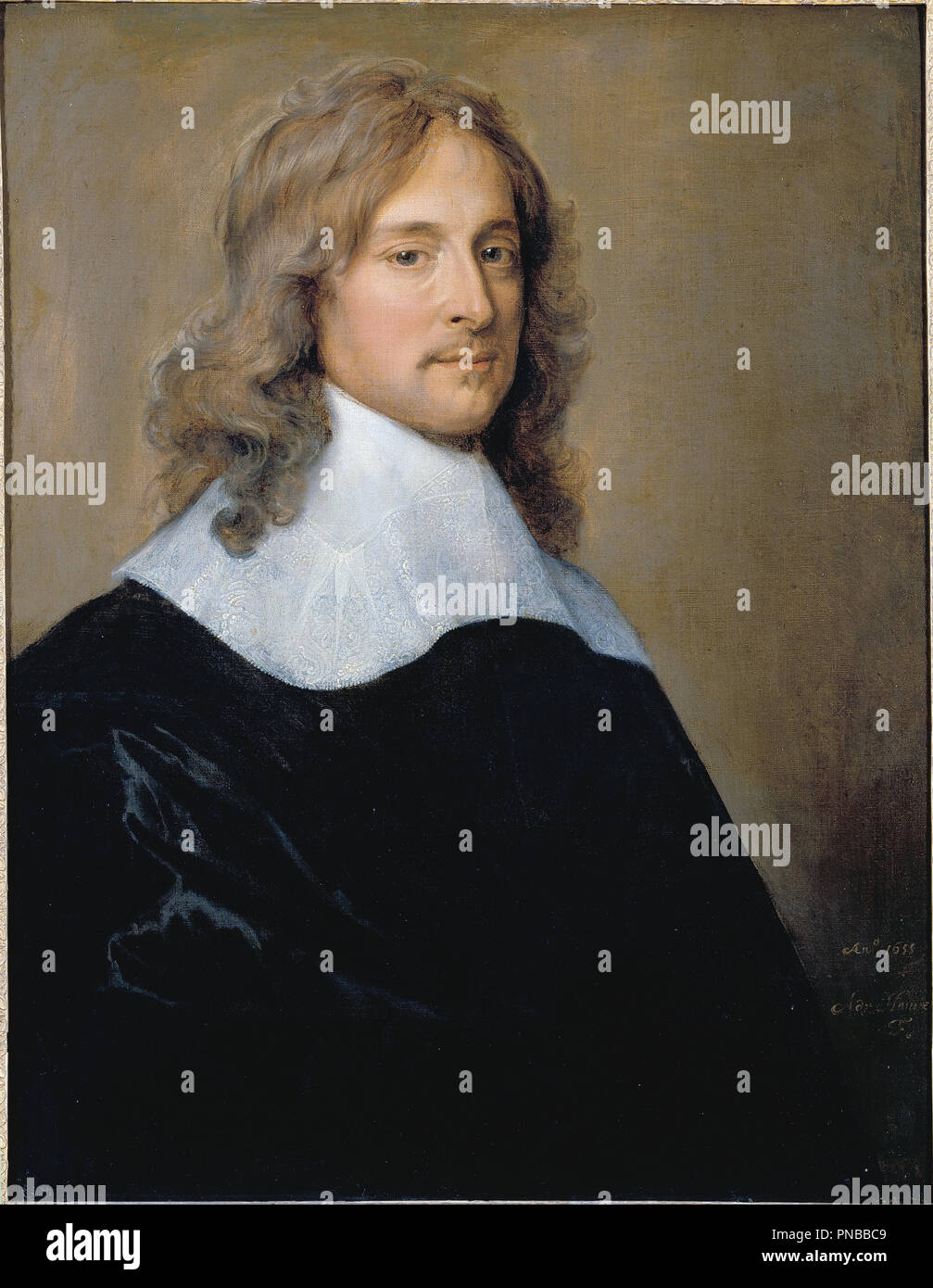 Portrait of a Man. Date/Period: 1655. Painting. Oil on canvas Oil. Height: 822 mm (32.36 in); Width: 654 mm (25.74 in). Author: HANNEMAN, ADRIAEN. Adriaen Hanneman. Stock Photo