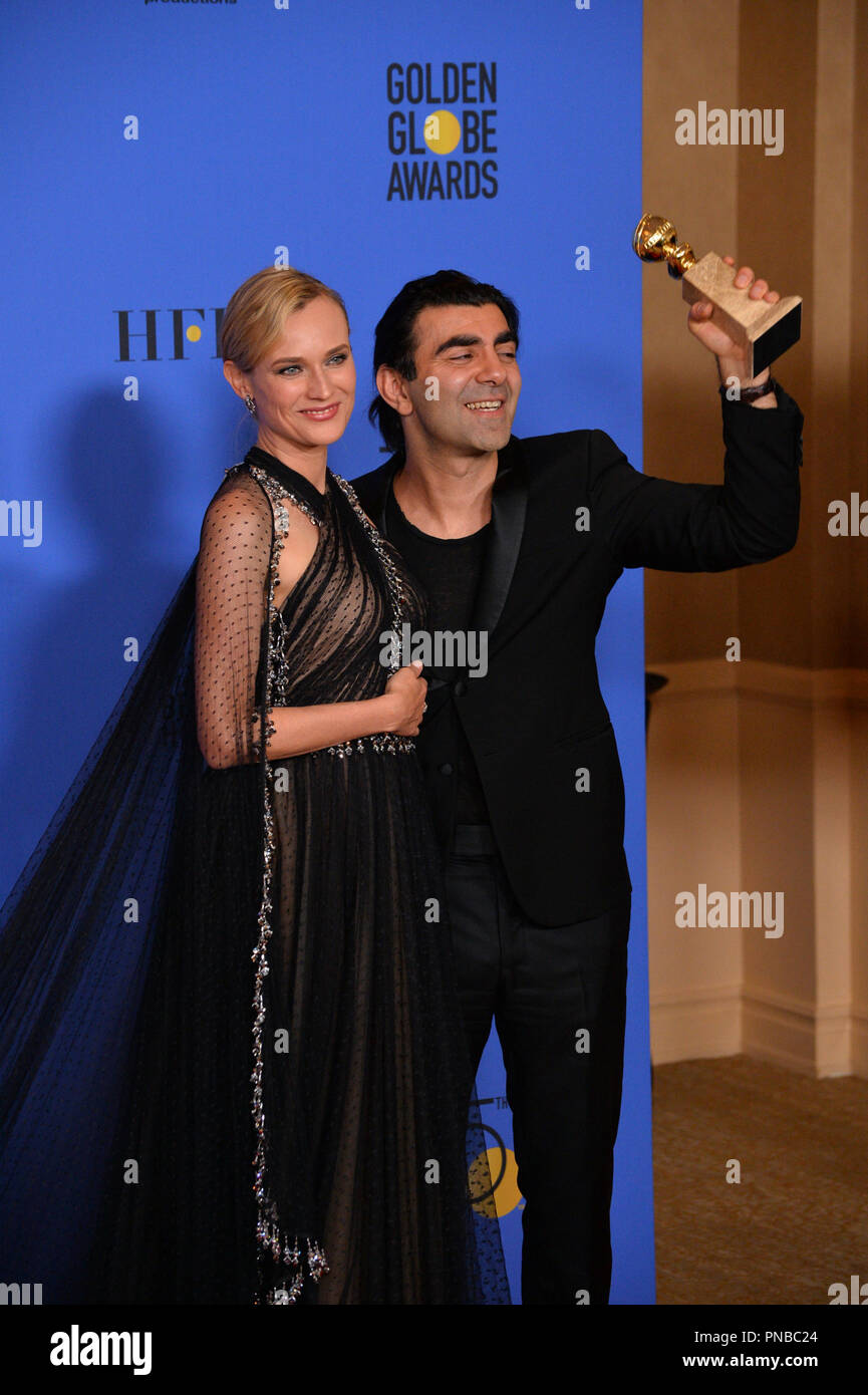 Diane Kruger & Fatih Akin at the 75th Annual Golden Globe Awards at the Beverly Hilton Hotel, Beverly Hills, USA 07 Jan. 2018 Stock Photo