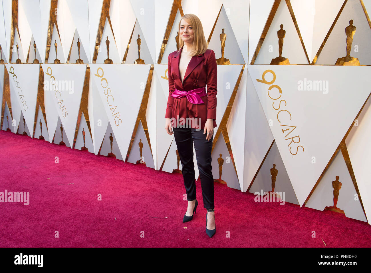 Emma Stone arrives on the red carpet of The 90th Oscars® at the Dolby® Theatre in Hollywood, CA on Sunday, March 4, 2018.  File Reference # 33546 220PLX  For Editorial Use Only -  All Rights Reserved Stock Photo