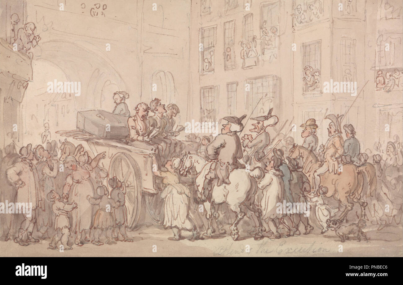 Dr. Syntax Attends the Execution. Date/Period: 1820. Painting. Watercolor. Height: 138 mm (5.43 in); Width: 216 mm (8.50 in). Author: Thomas Rowlandson. Stock Photo