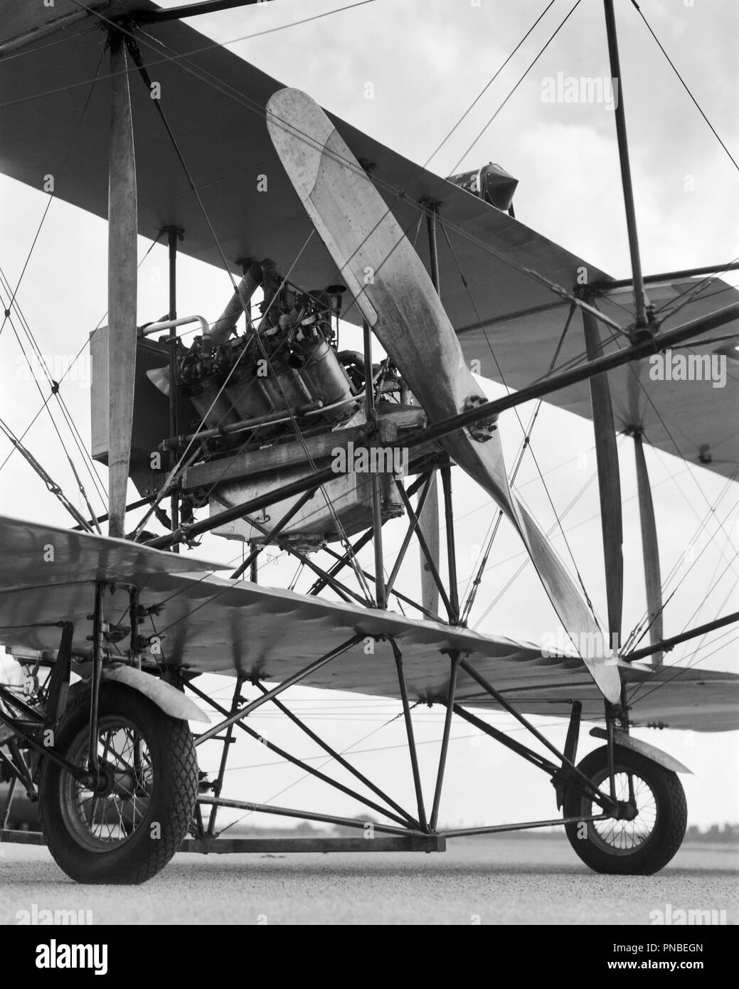 CIRCA 1911 CURTISS PUSHER MODEL D ENGINE AND PROPELLER ARE MOUNTED