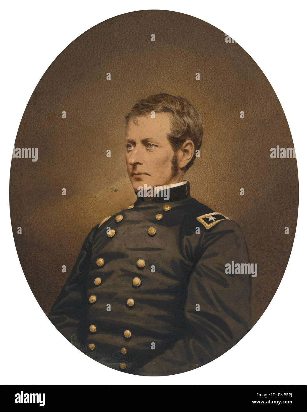 Major-General Joseph Hooker. Date/Period: 1861/1865. Salted paper print, hand colored. Width: 33.3 cm. Height: 40.5 cm (sheet). Author: Mathew B. Brady. Stock Photo