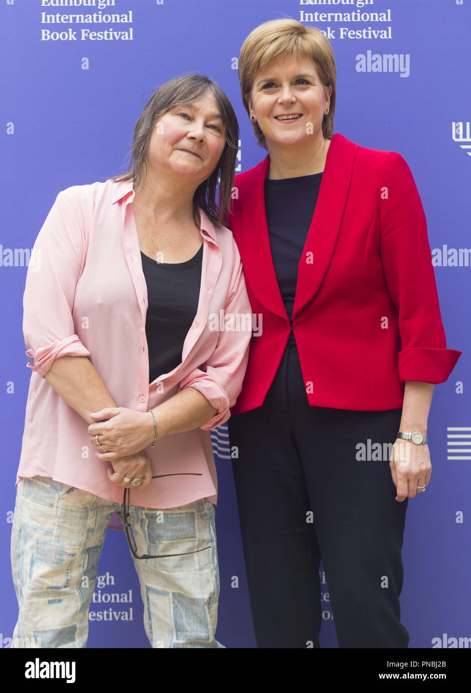 Edinburgh's annual Book Festival in Charlotte Square, United Kingdom  Featuring: Ali Smith, Nicola Sturgeon Where: Edinburgh, United Kingdom When: 20 Aug 2018 Credit: Euan Cherry/WENN Stock Photo