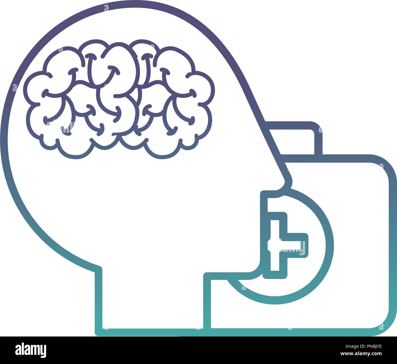 profile human head brain suitcase medical aid Stock Vector Image & Art ...