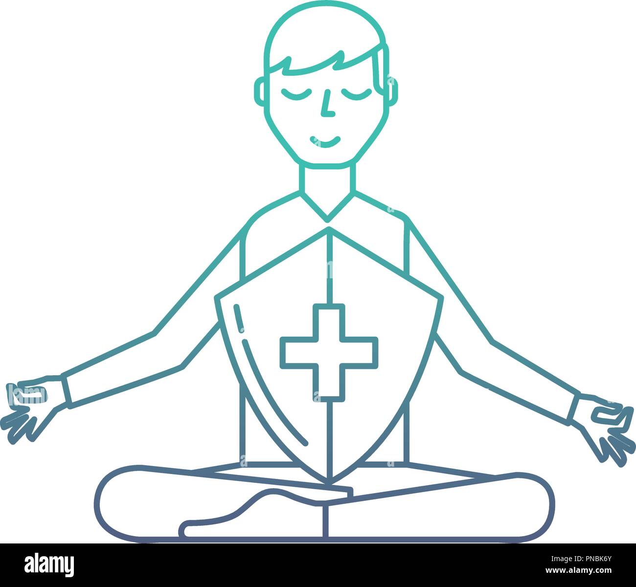 man in meditation shield protection medical Stock Vector Image & Art