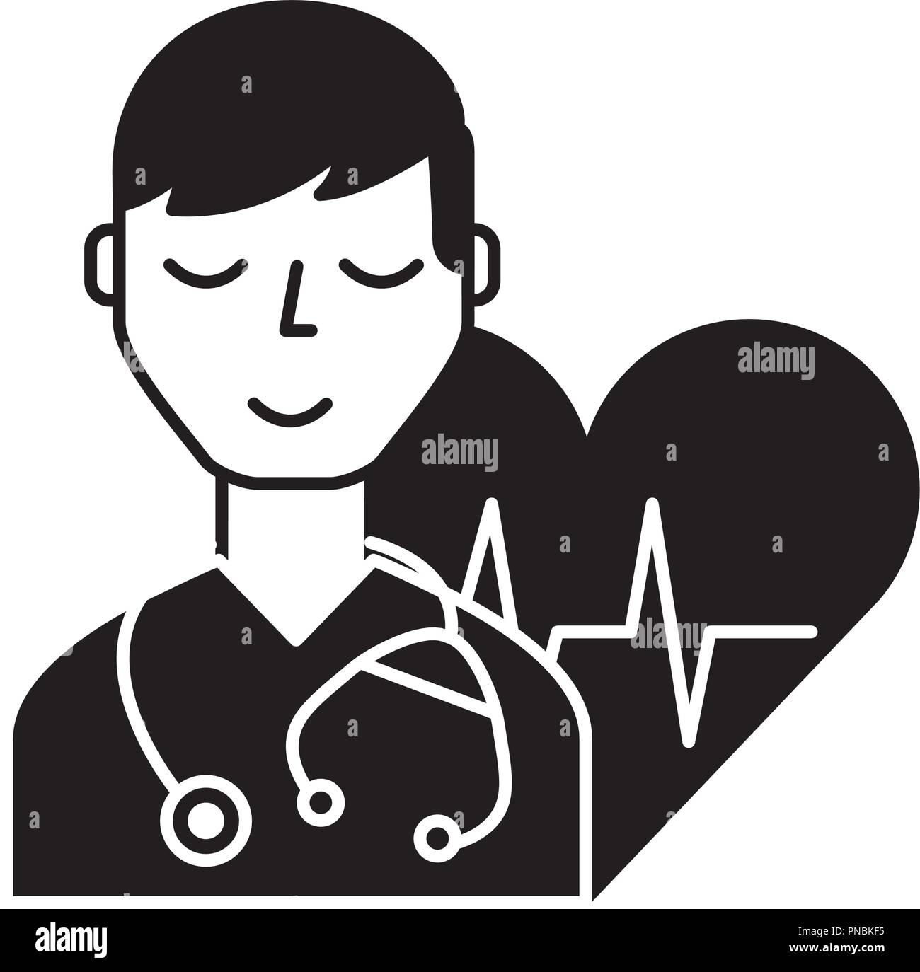 doctor character with stethoscope heart rate care Stock Vector Image