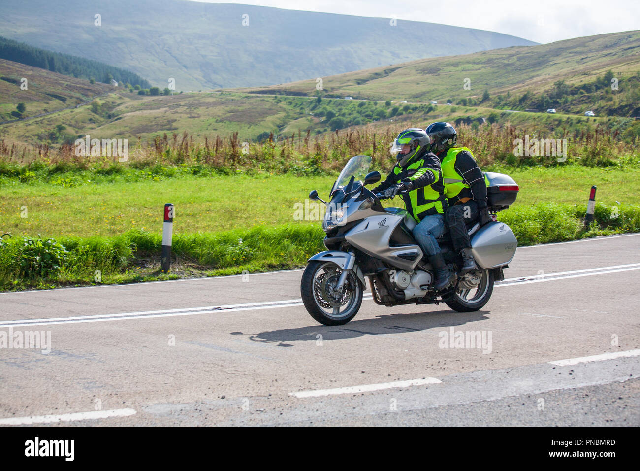 Superbike on Mountain Road Stock Photo