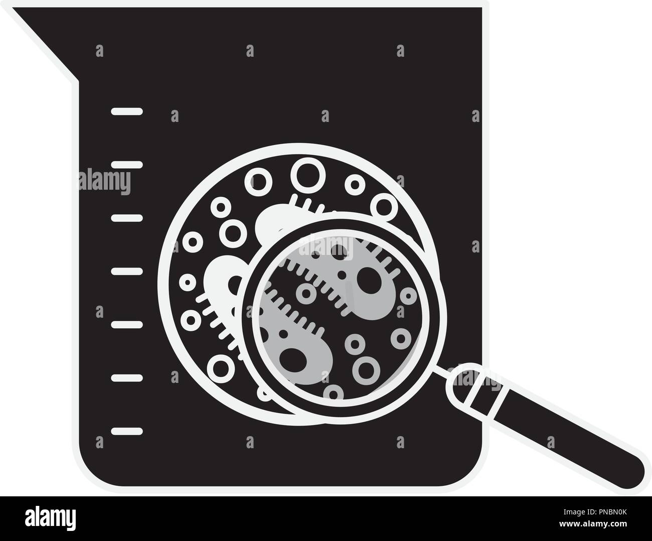 laboratory flask test science bacteria magnifying glass Stock Vector ...