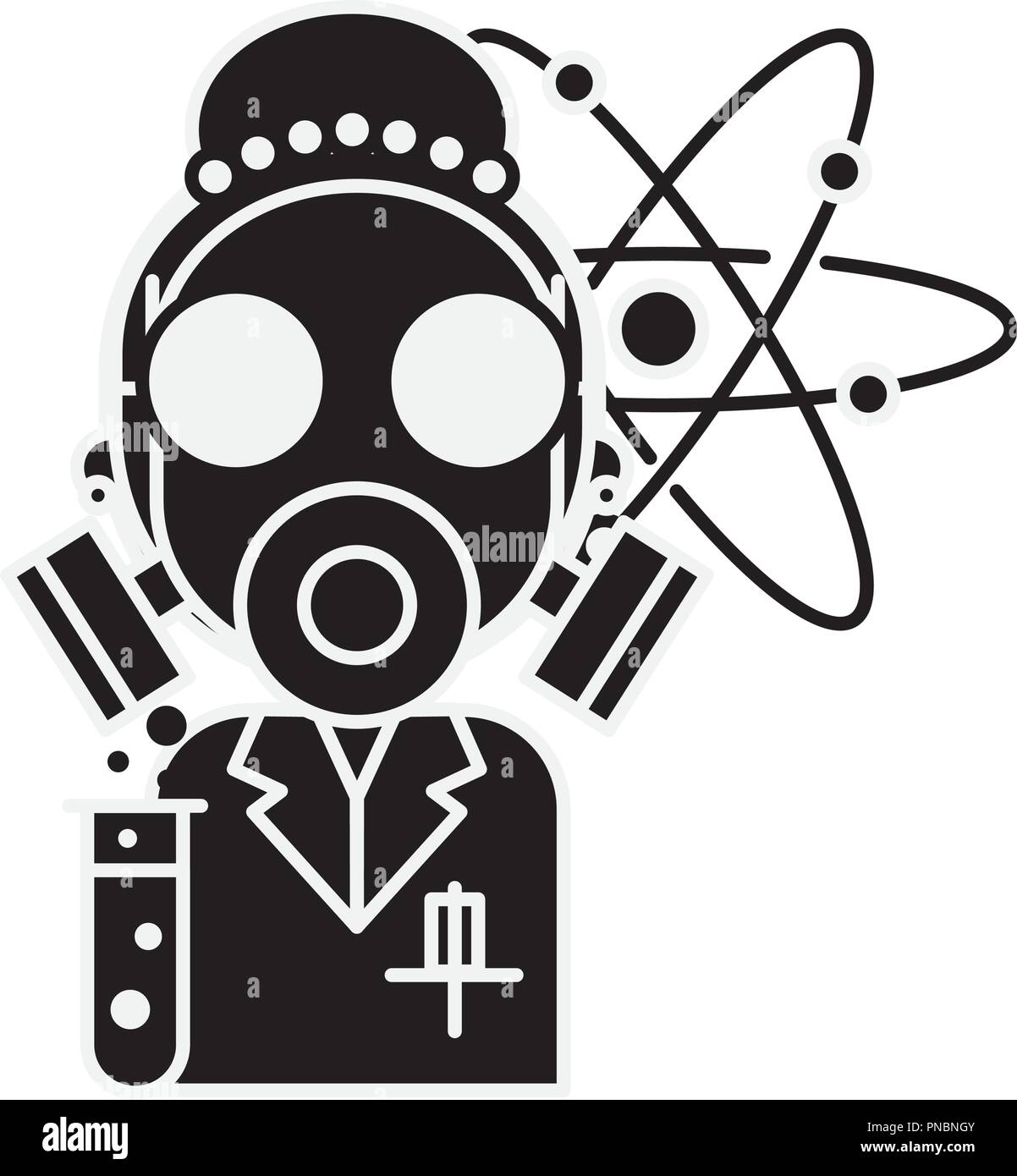 scientific woman wearing mask protection molecule chemistry laboratory