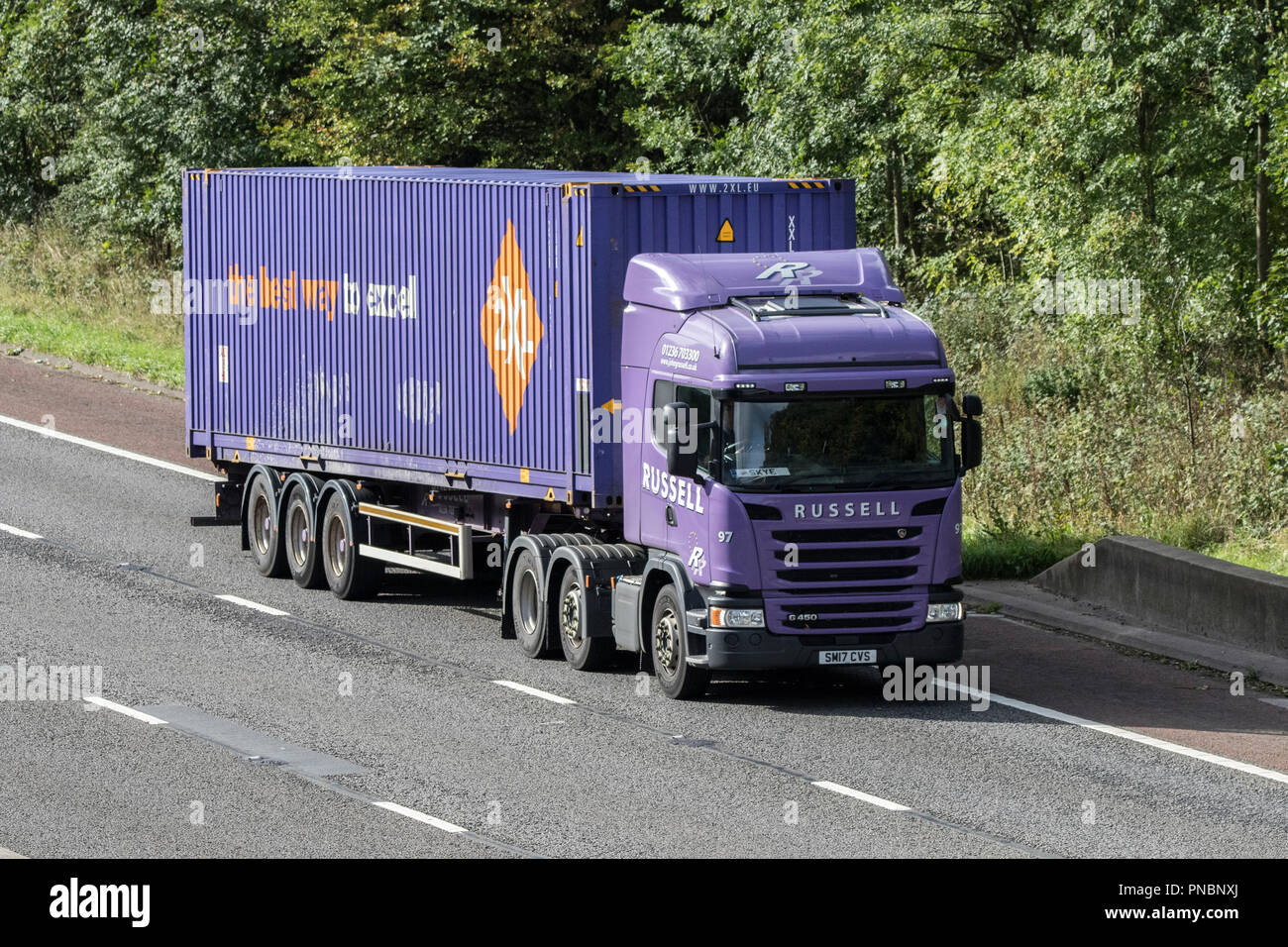 HGV Heavy goods lorries, trucks & trucking, logistics transport vehicles on  the M6 at Lancaster, UK Stock Photo - Alamy