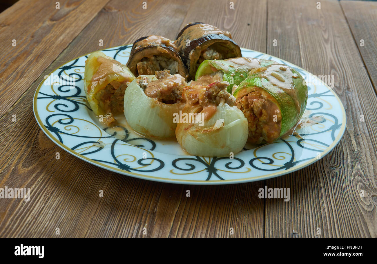 Iraqi Dolma , consisting of various stuffed vegetables. Middle Eastern