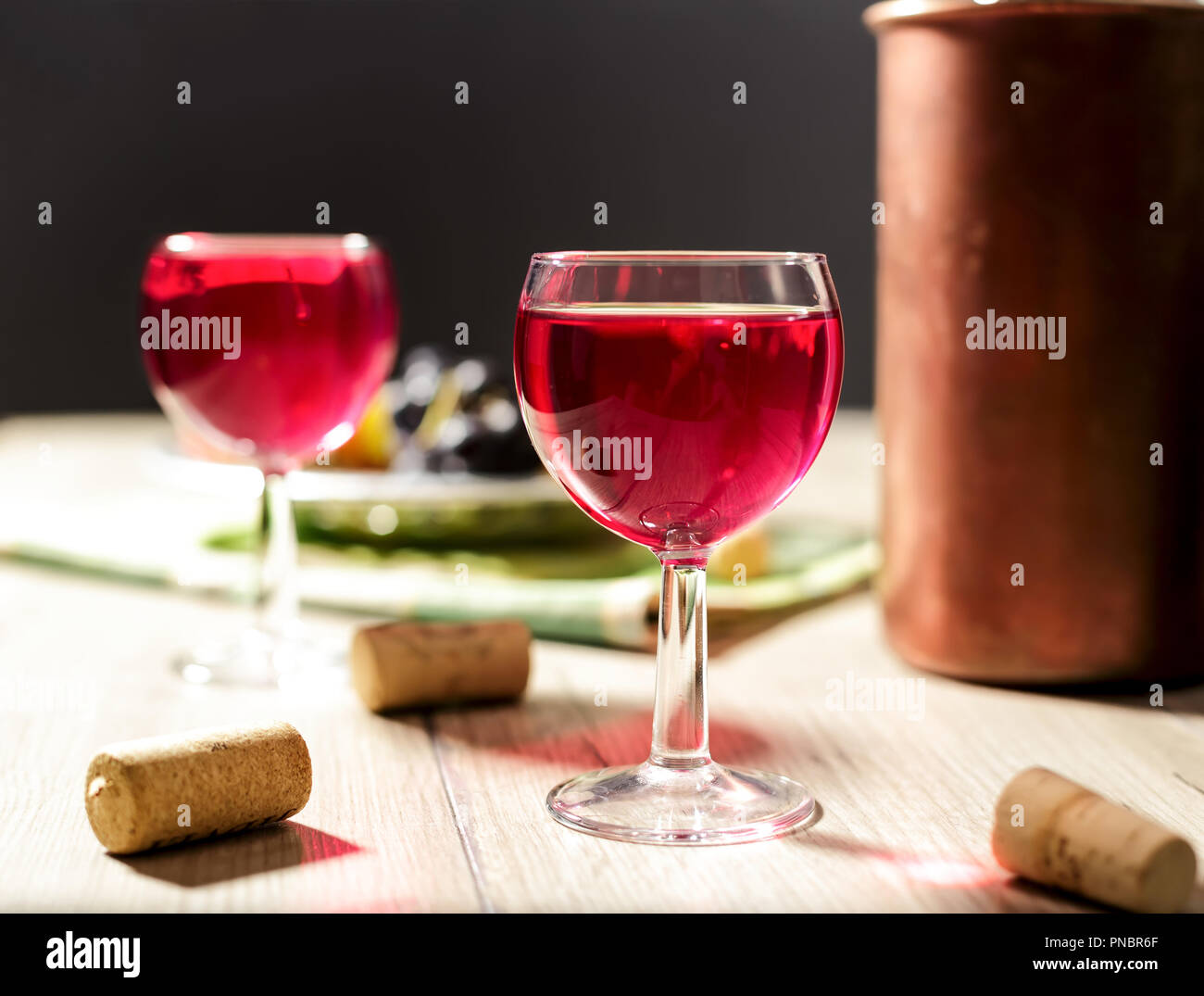 Glasses of rose wine near the cold bucket Stock Photo Alamy