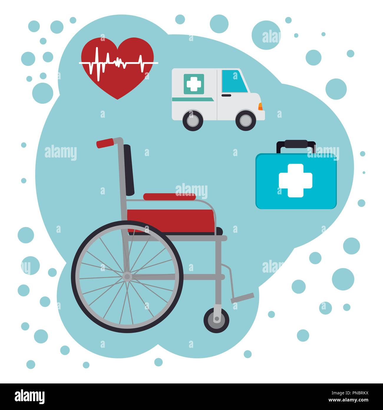 wheel chair with medical healthcare icons Stock Vector Image & Art - Alamy