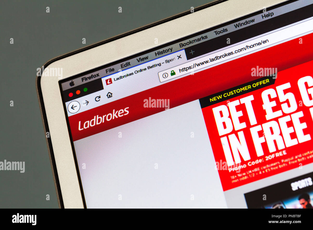 Ladbrokes, Ladbrokes website, Ladbrokes logo, Ladbrokes online, Ladbrokes gambling, Ladbrokes bookmakers, online gambling, website, homepage, gambling Stock Photo