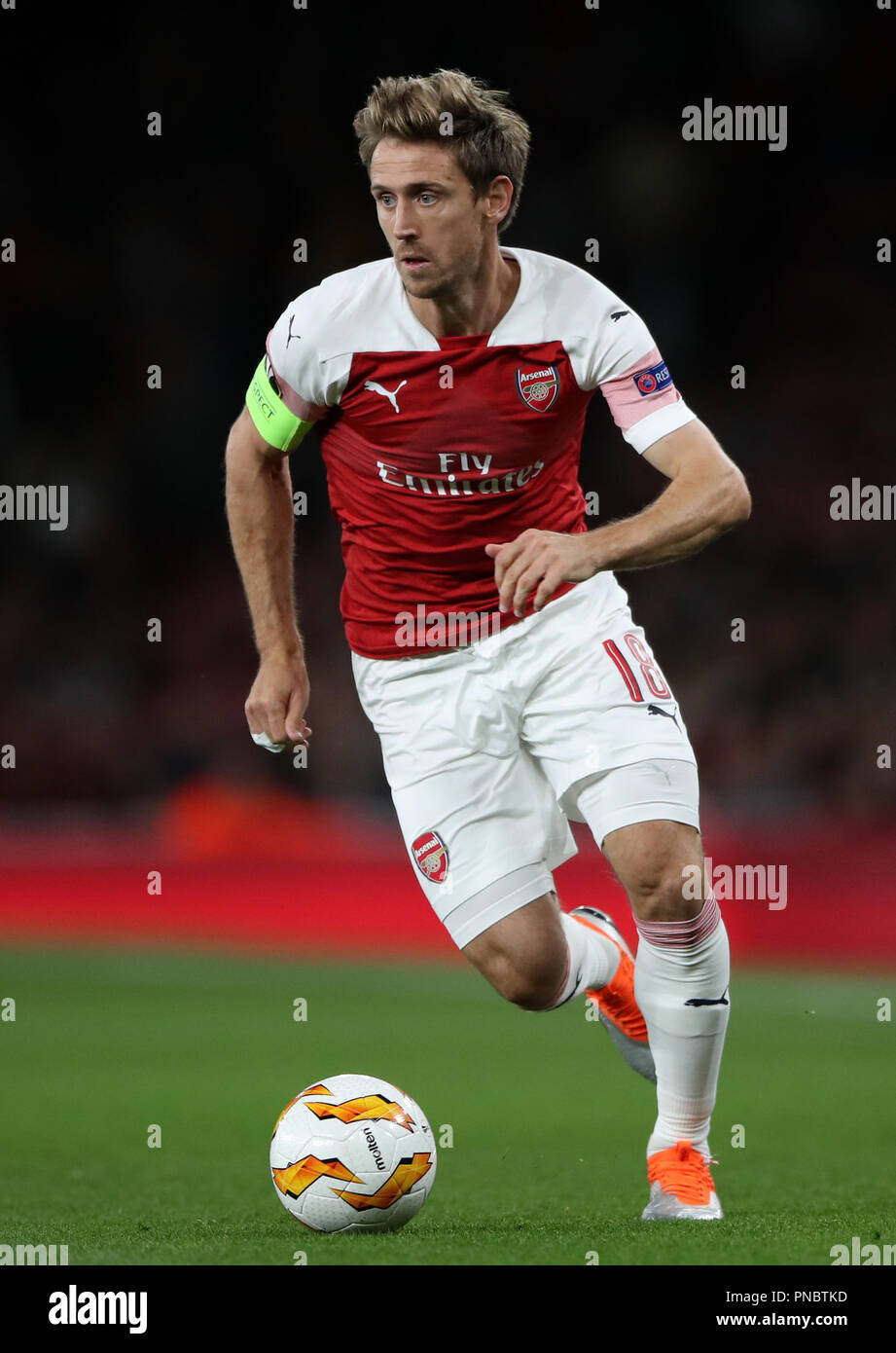 Arsenal's Nacho Monreal during the UEFA Europa League, Group E match at the Emirates Stadium, London. PRESS ASSOCIATION Photo. Picture date: Thursday September 20, 2018. See PA story SOCCER Arsenal. Photo credit should read: Nick Potts/PA Wire Stock Photo