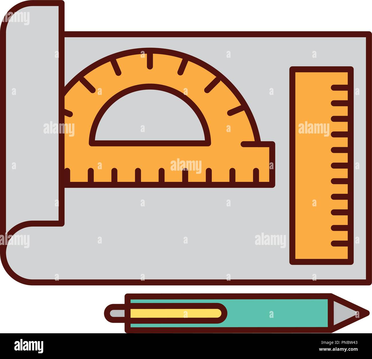 graphic design sheet protractor ruler and pen Stock Vector Image & Art