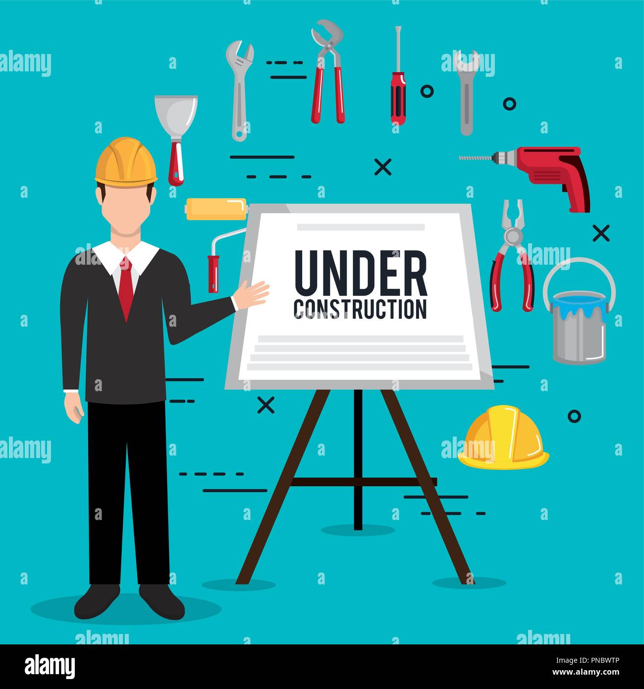 engineer character with construction equipment Stock Vector Image & Art ...