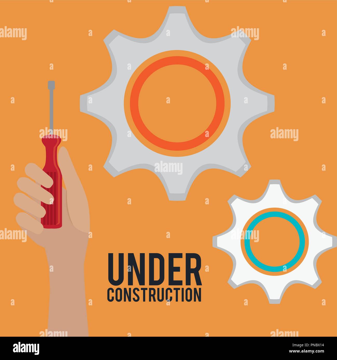 hand with tool and under construction equipment Stock Vector Image ...