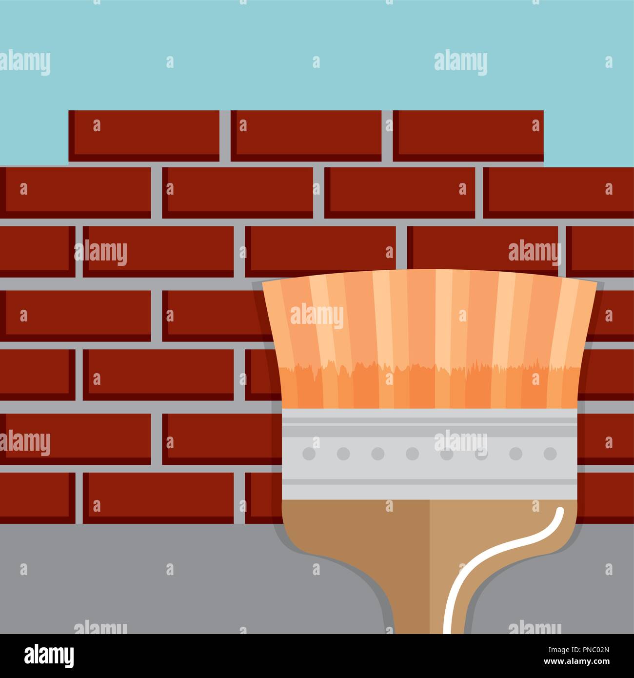 paint brush with wall Stock Vector