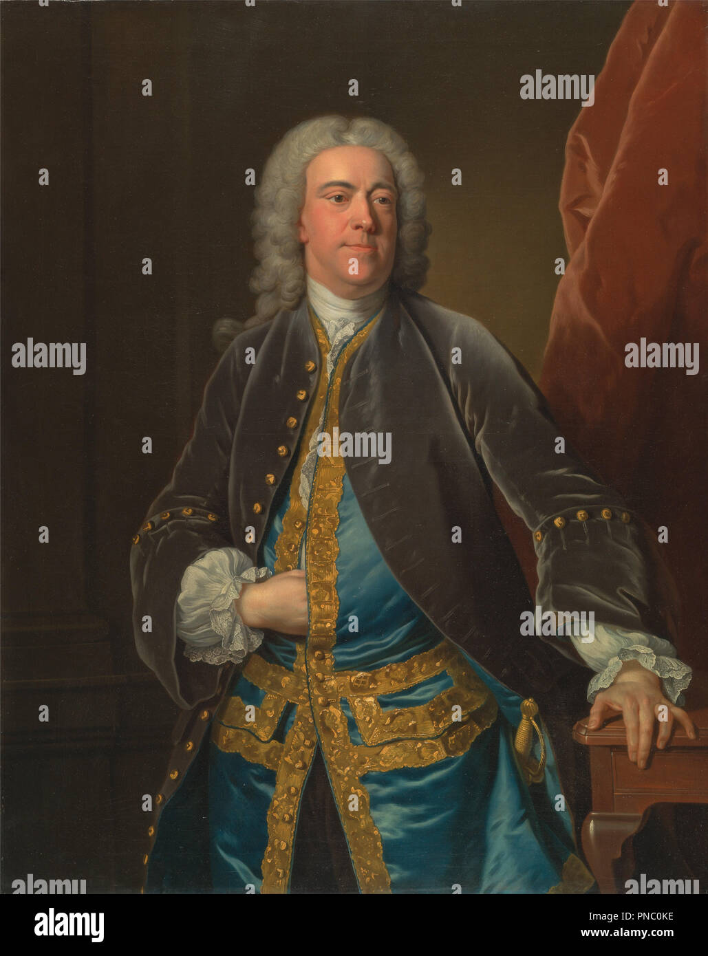 The Rt. Honorable Stephen Poyntz, of Midgeham, Berkshire. Date/Period: Ca. 1740. Painting. Oil on canvas. Height: 1,270 mm (50 in); Width: 1,016 mm (40 in). Author: Jean-Baptiste Van Loo. Stock Photo