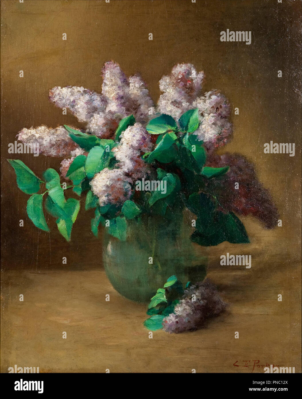 Lilacs. Date/Period: 1890. Painting. Oil on canvas. Height: 558.80 mm (22 in); Width: 457.20 mm (18 in). Author: Charles Ethan Porter. Stock Photo