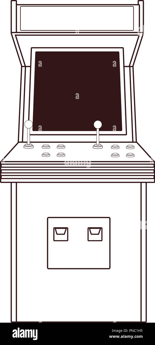 Arcade retro videogame cartoon in black and white Stock Vector Image ...