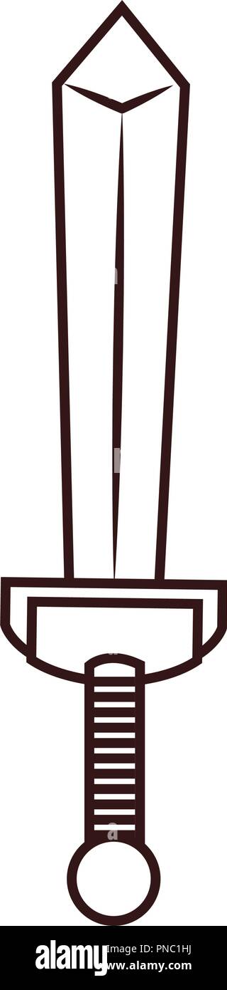 Sword weapon videogame cartoon in black and white Stock Vector Image ...