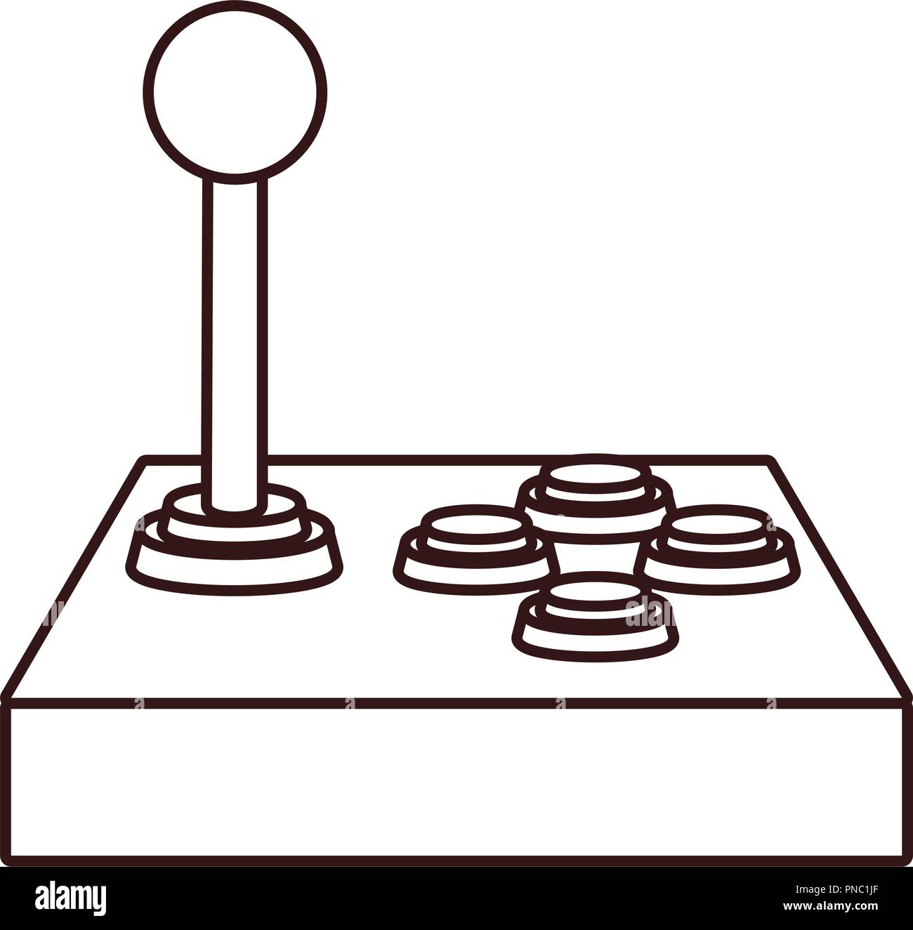 Retro gamepad videogame cartoon in black and white Stock Vector Image ...