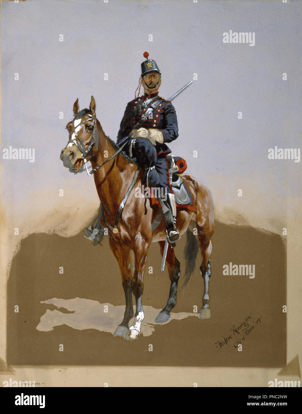 The Gendarme. Date/Period: 1889. Watercolor, ink, and gouache on paper. Width: 35.9 cm. Height: 45.7 cm (sheet). Author: Frederic Remington. Stock Photo