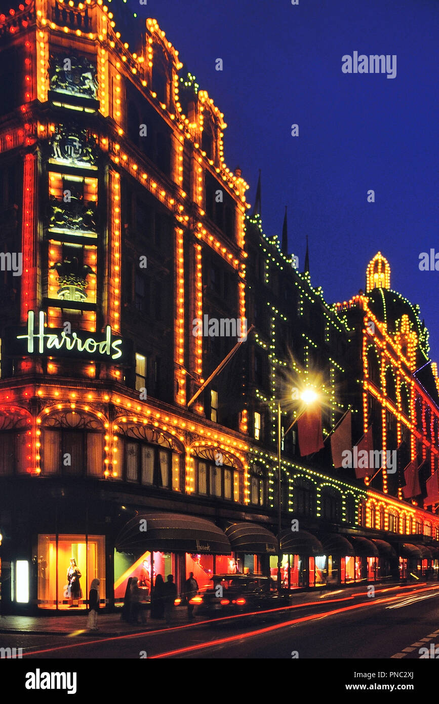 Harrods Christmas lights Knightsbridge, London, England, UK. Circa 1989