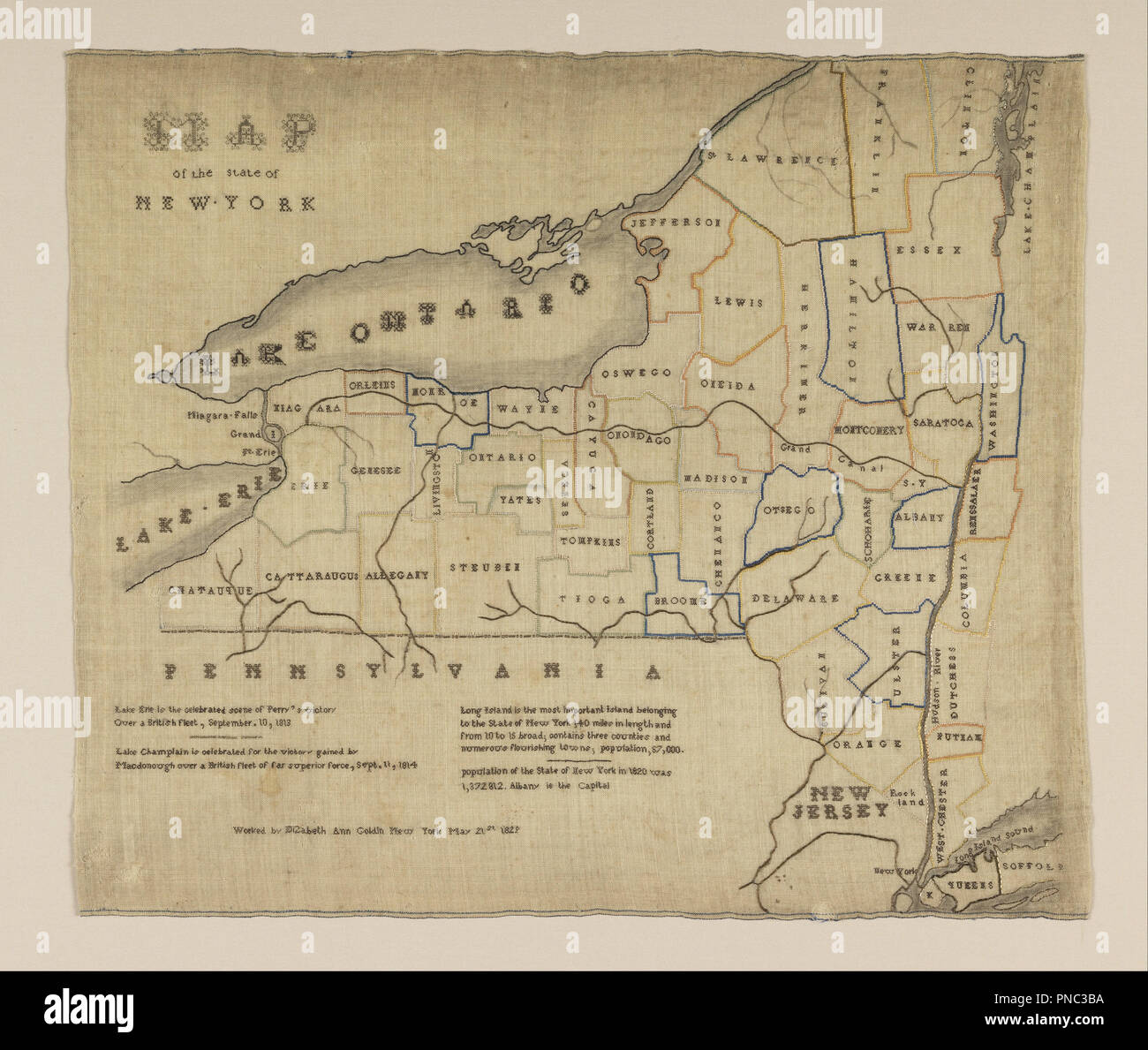 Map of the State of New York. Date/Period: 1829. Map sampler. Medium ...