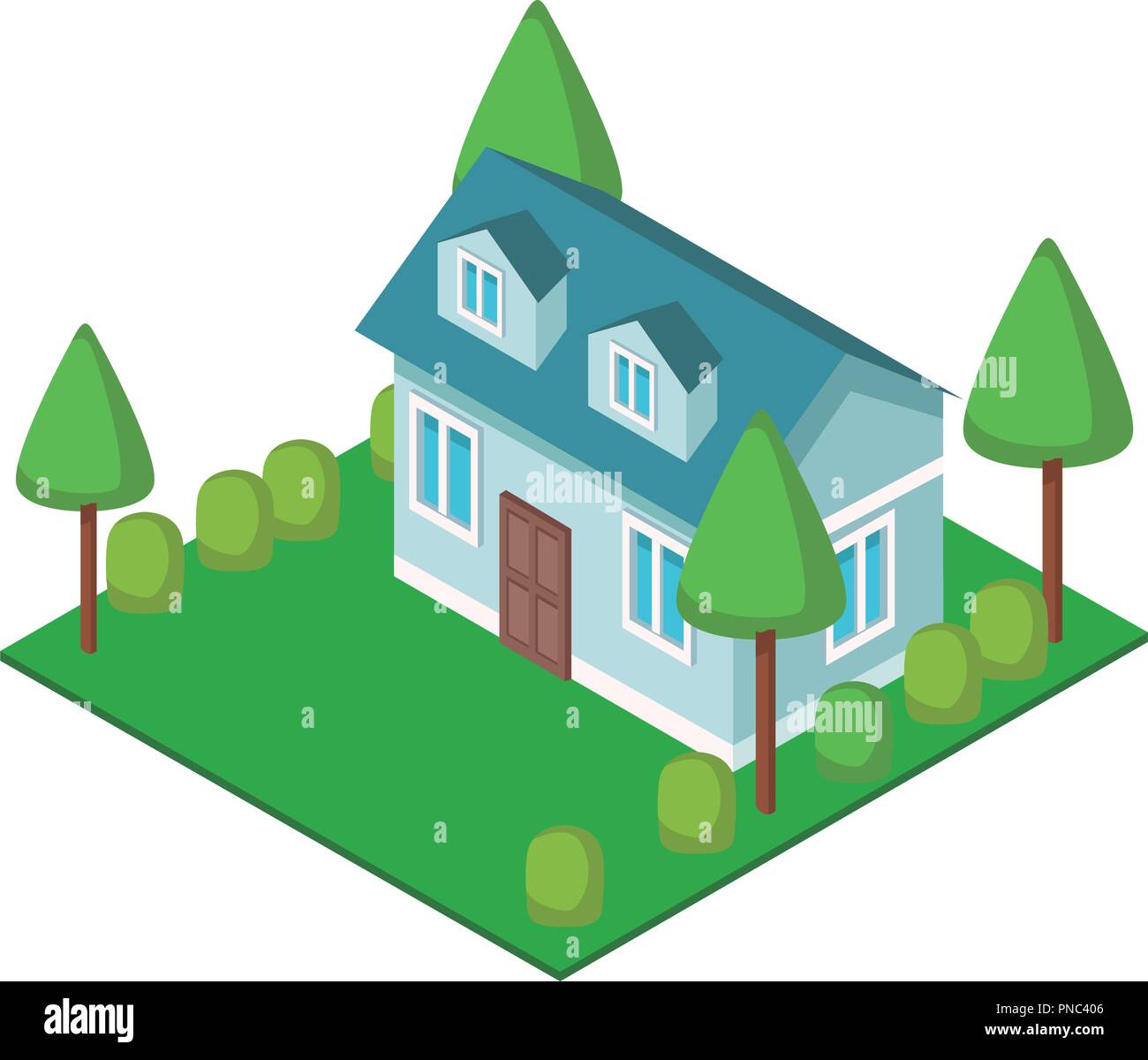 House with garden isometric Stock Vector Image & Art - Alamy