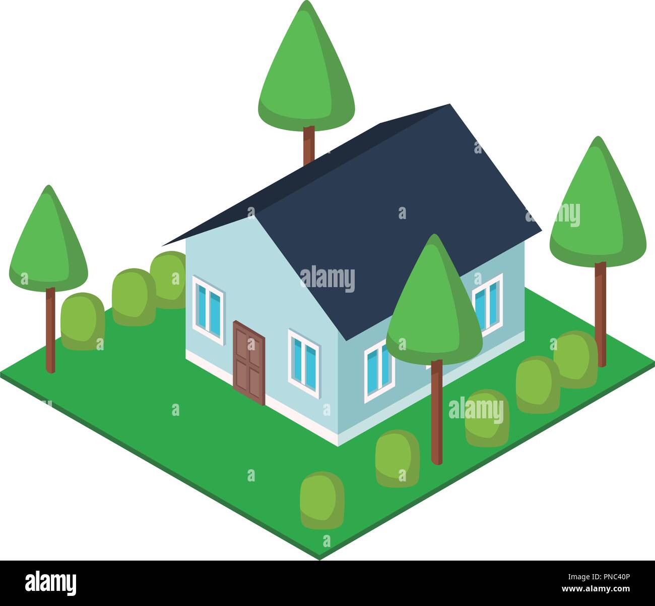 House with garden isometric Stock Vector Image & Art - Alamy