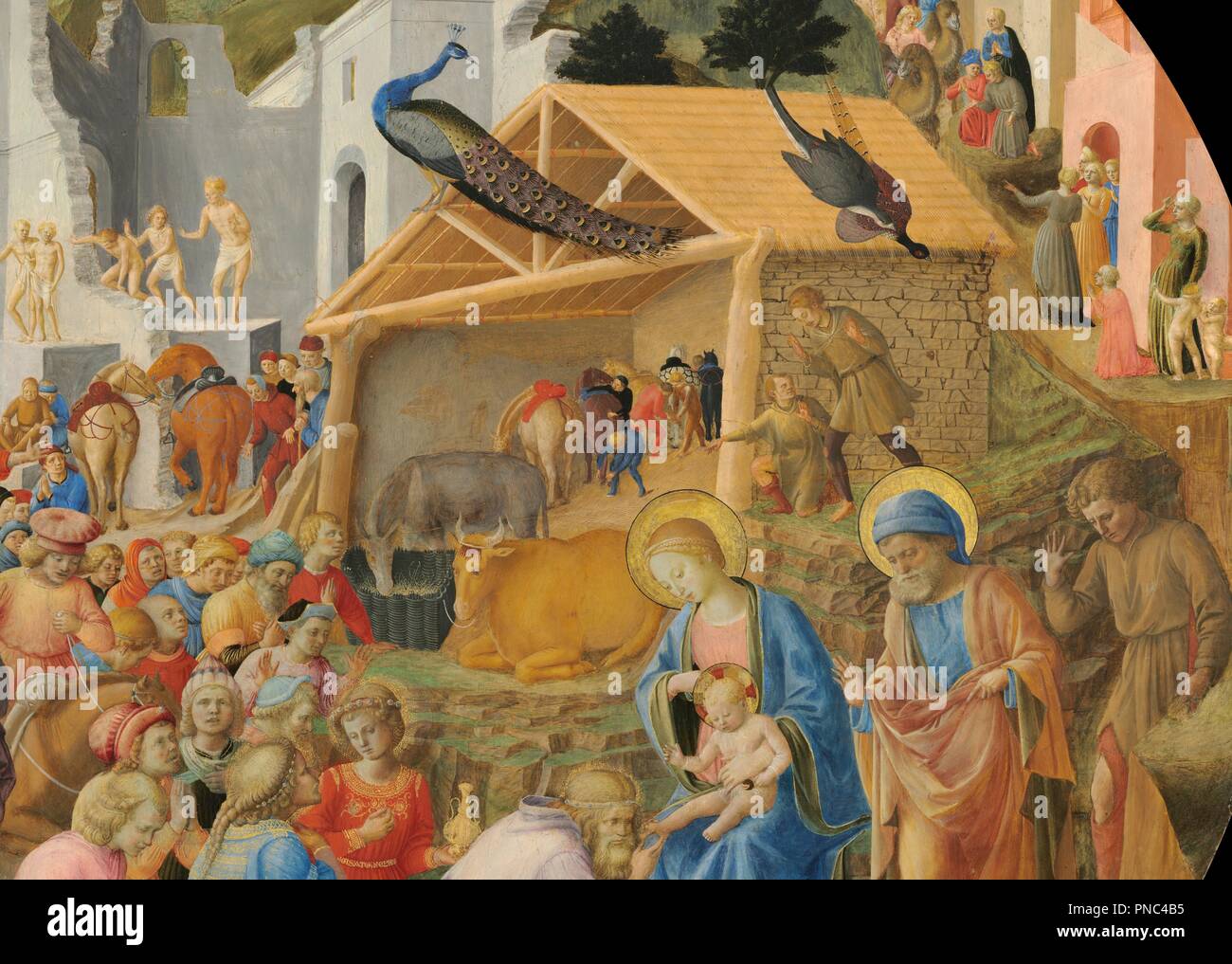 The Adoration of the Magi. Date/Period: Ca. 1440 - 1460. Painting. Tempera on panel. Diameter: 137.3 cm (54 in). Author: FRA ANGELICO. Fra Filippo Lippi. Lippi, Filippo. Stock Photo