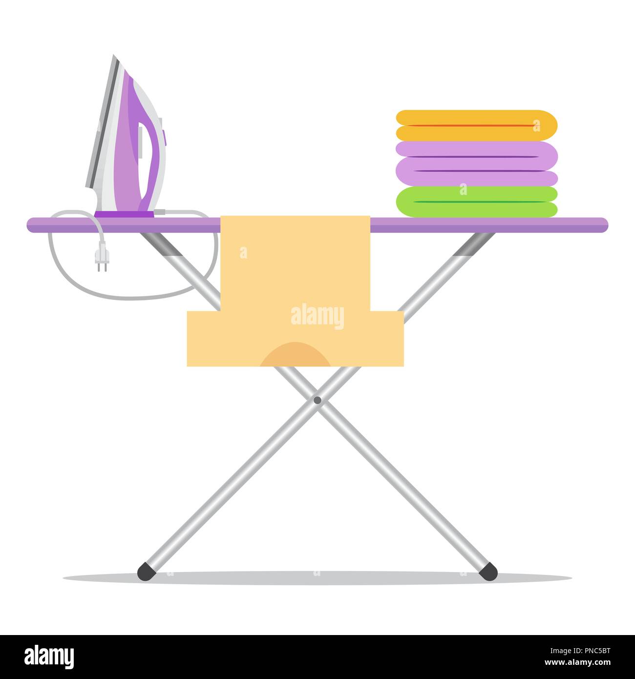 Flat icon ironing board isolated on white background. Ironing of clothes, home appliance. Stock Vector