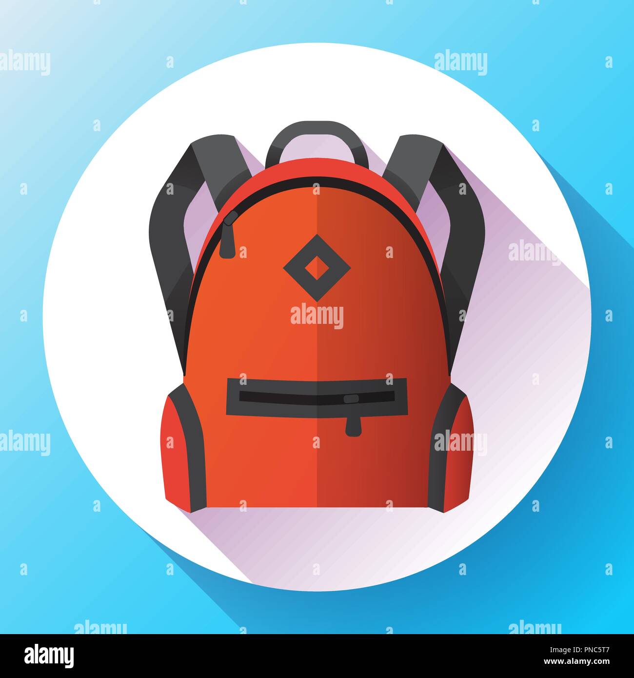 Icon of bright red school or travel backpack Stock Vector