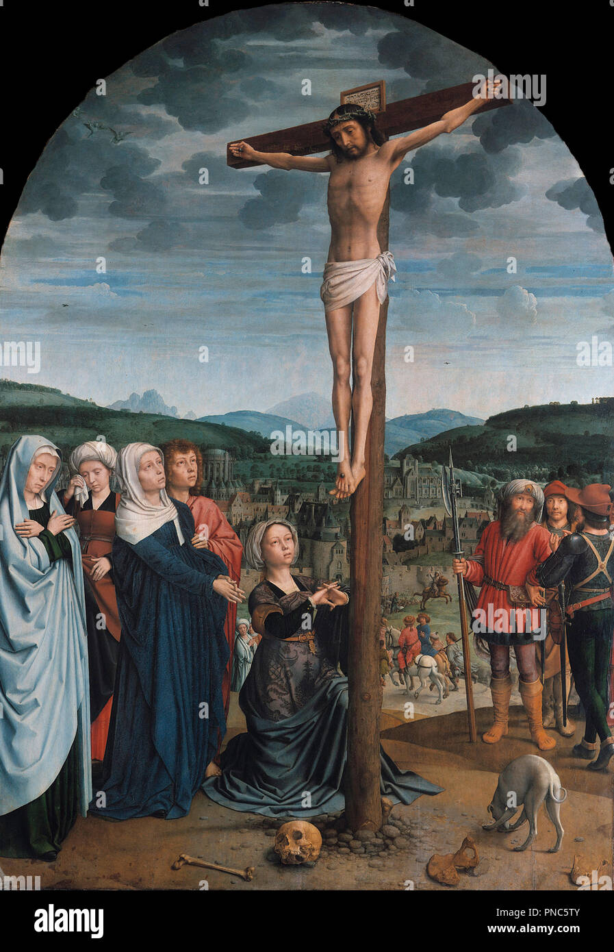 Christ on the Cross. Date/Period: Ca. 1515. Painting. Oil on oak wood. Height: 141 cm (55.5 in); Width: 100 cm (39.3 in). Author: Gerard David. DAVID, GERARD. Stock Photo