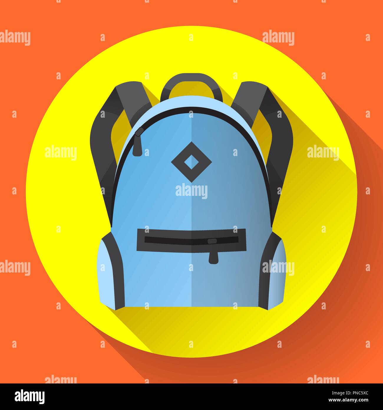 Icon of bright blue school or travel backpack Stock Vector