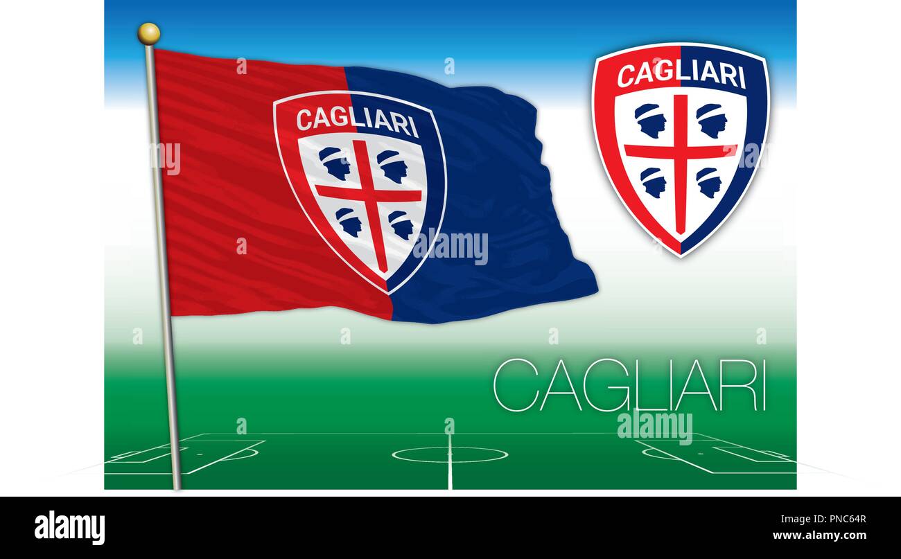 CAGLIARI, ITALY, YEAR 2018 - Serie A football championship, 2018 flag of the Cagliari team Stock Vector
