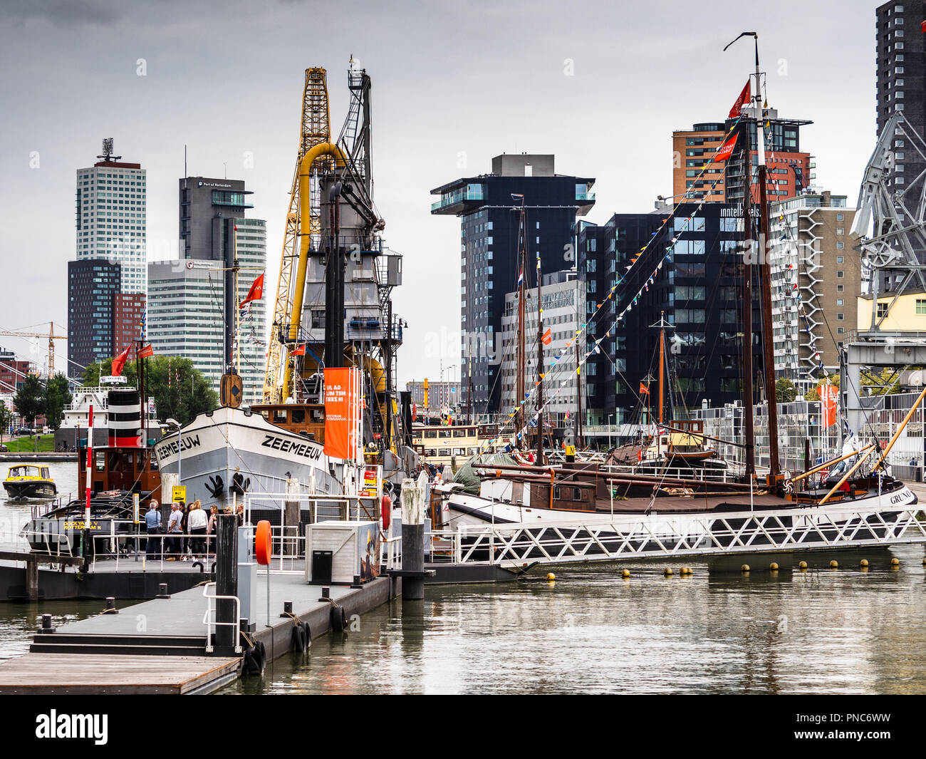 Rotterdam Maritime Museum - the Maritime Museum Harbour in central Rotterdam housing historic boats and artefacts Stock Photo