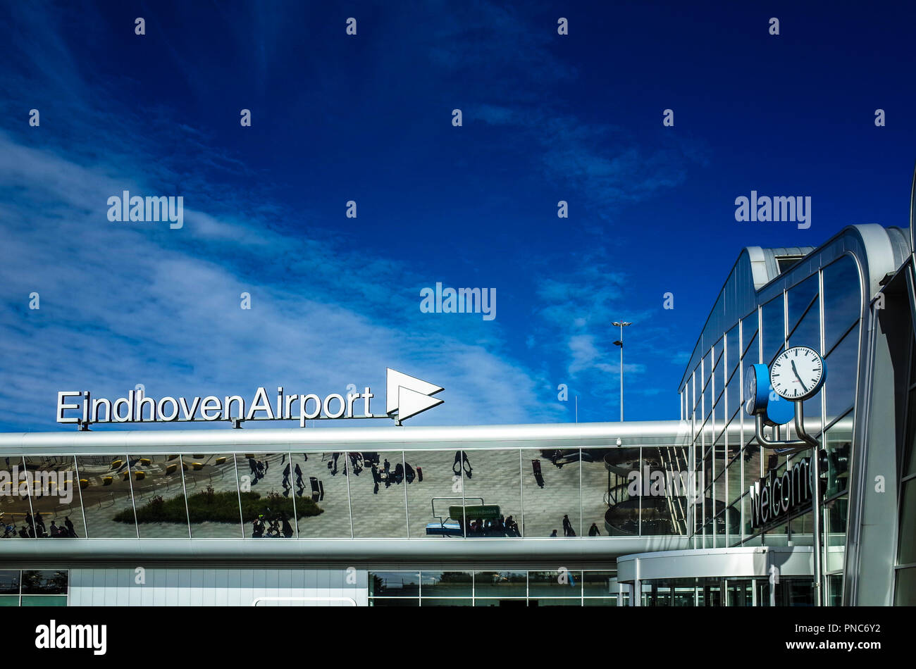 Eindhoven Airport Netherlands - Terminal building at Eindhoven Airport in the Dutch city of Eindhoven. The airport is the second largest in Holland Stock Photo