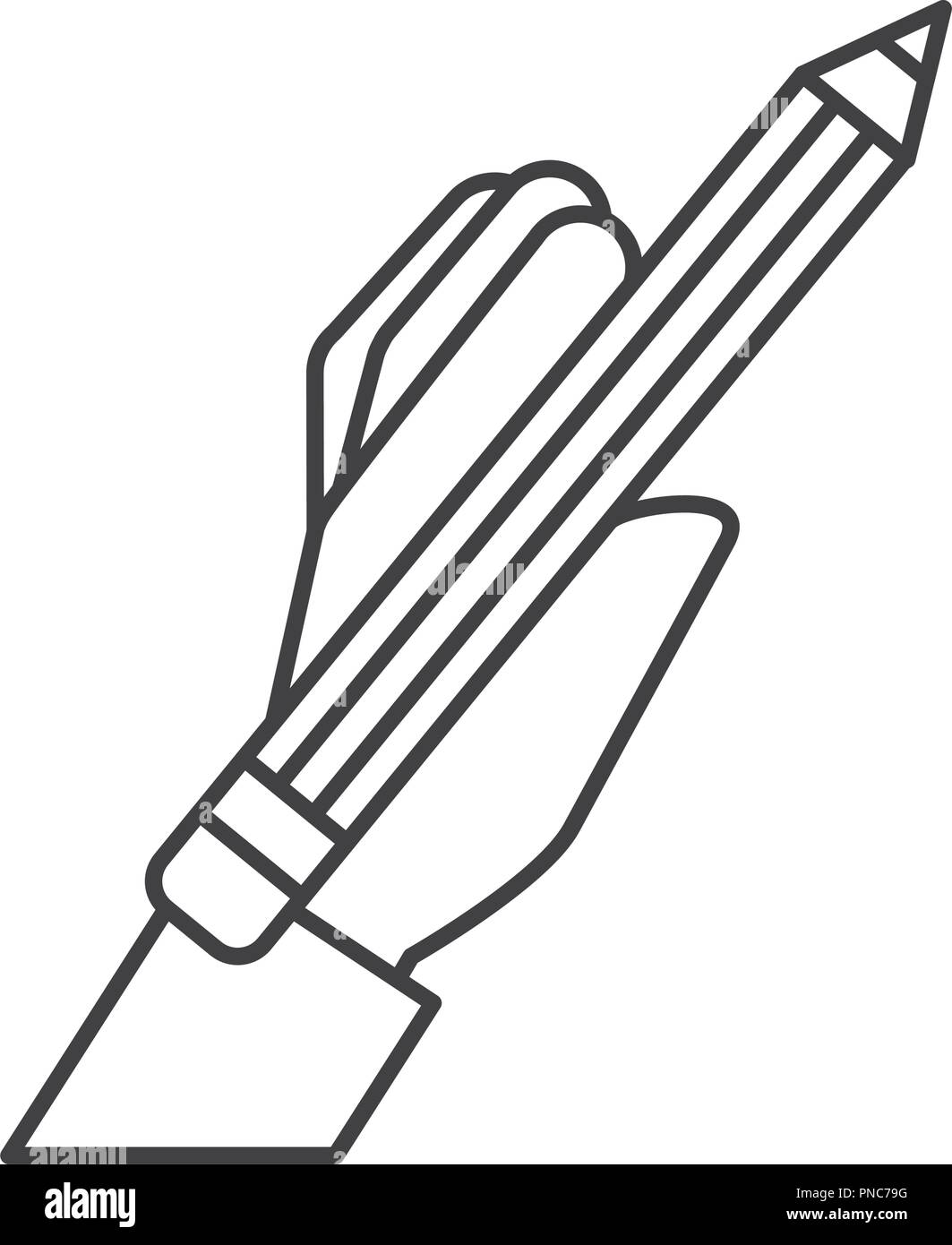 graphic design hand holding pencil Stock Vector Image & Art - Alamy