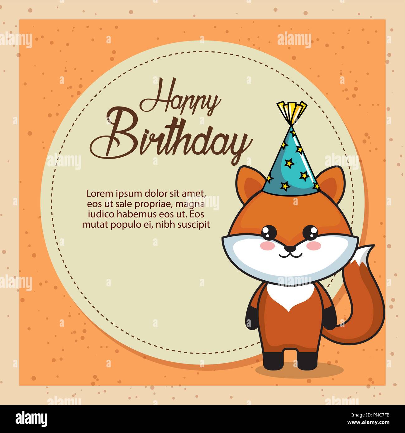 happy birthday card with cute fox Stock Vector Image & Art - Alamy