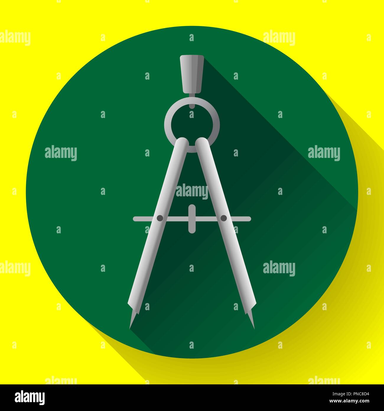 flat drawing compass icon - geometry and design tool vector. Stock Vector