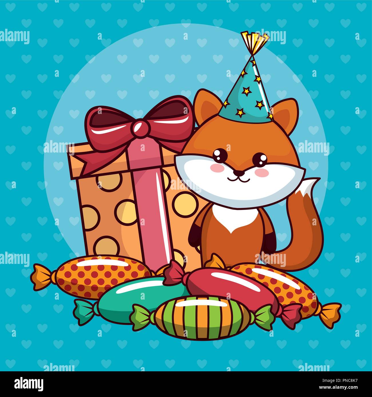 happy birthday card with cute fox Stock Vector Image & Art - Alamy
