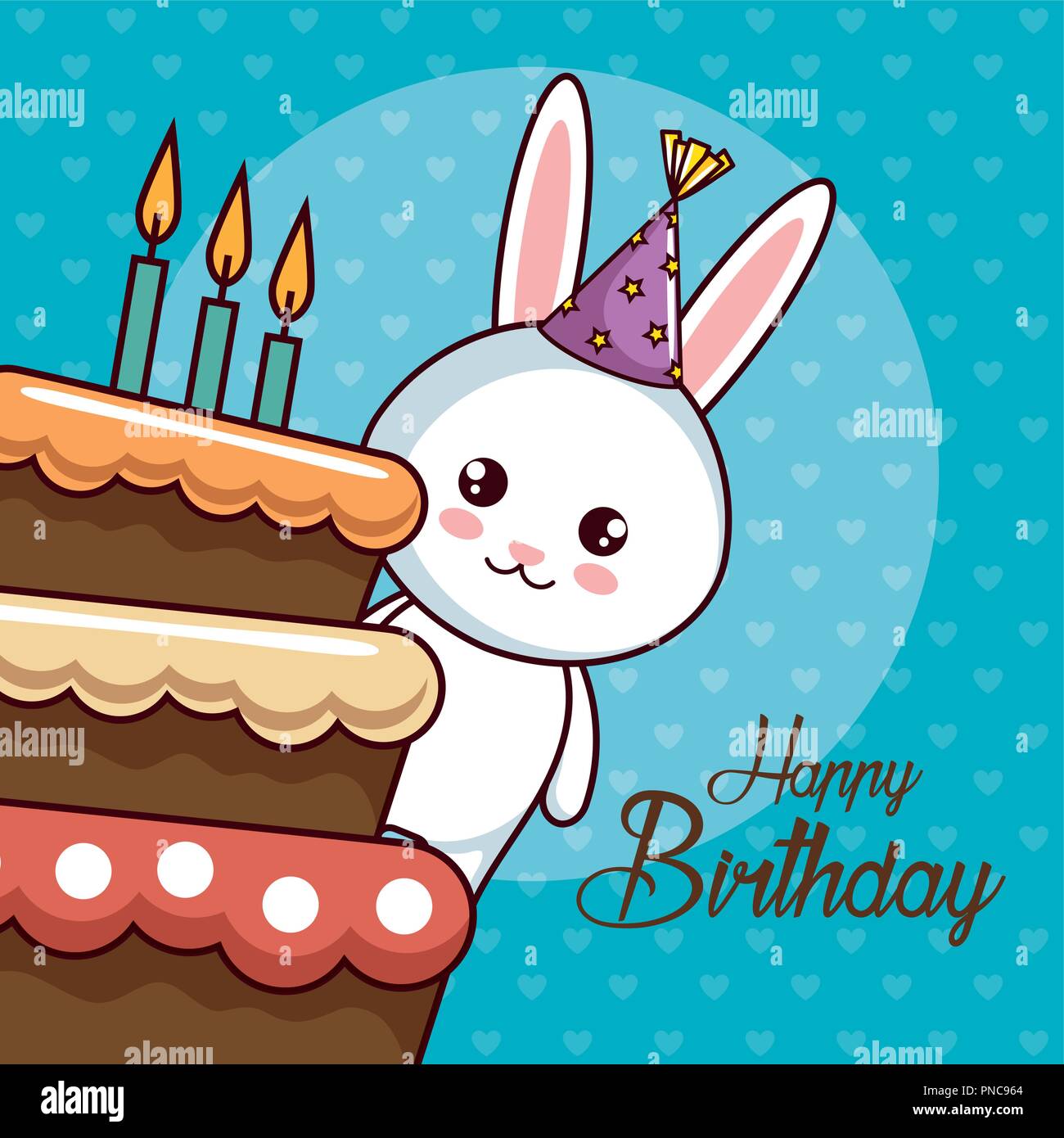 happy birthday card with cute rabbit Stock Vector Image & Art - Alamy