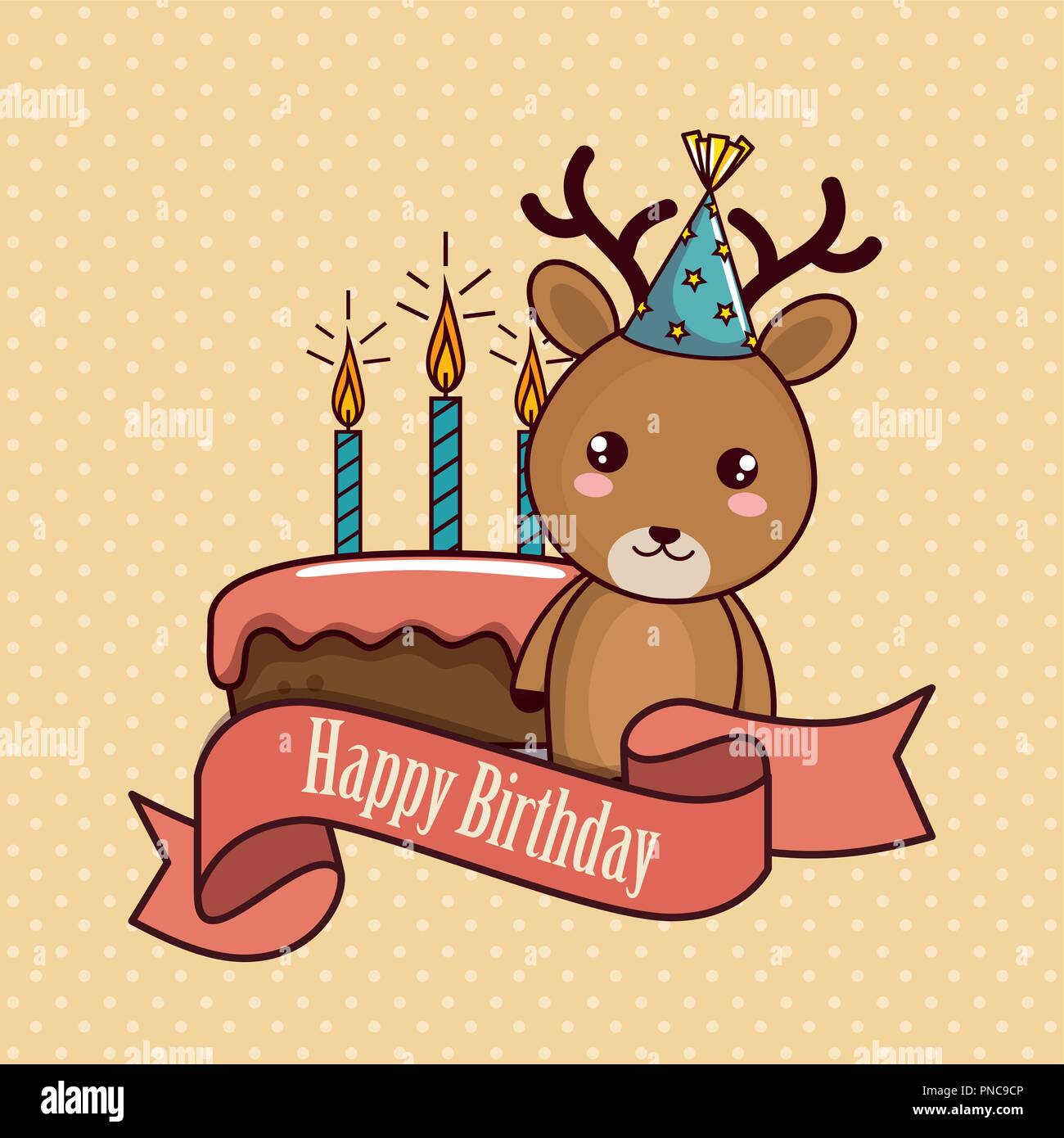 Happy Birthday Card With Cute Reindeer Stock Vector Art