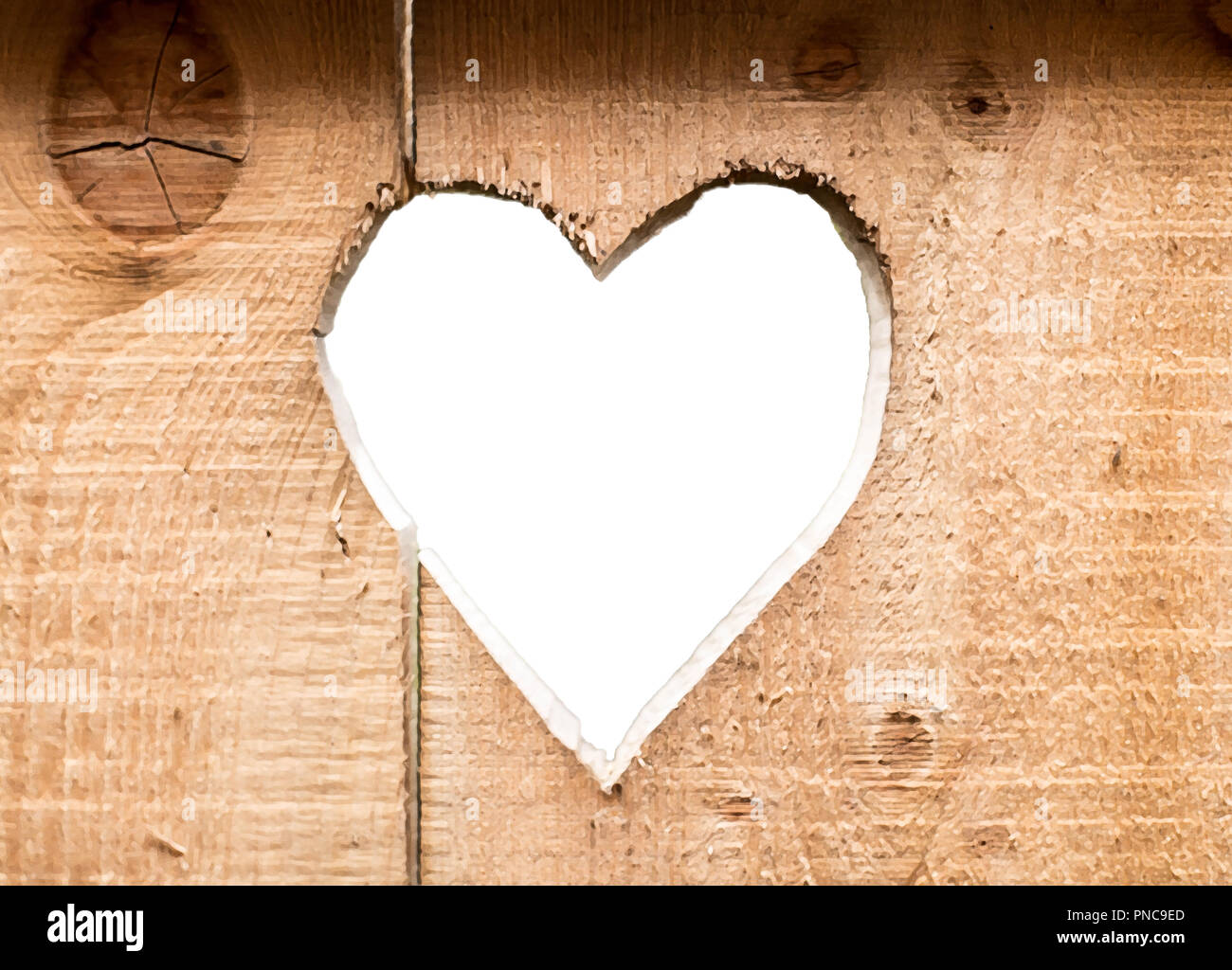 Heart carved in dark wooden wall texture, with bokeh background isolated Stock Photo